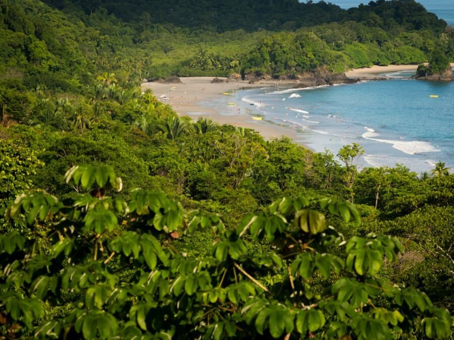 Tropical beach and rainforest in Costa Rica during the holiday season