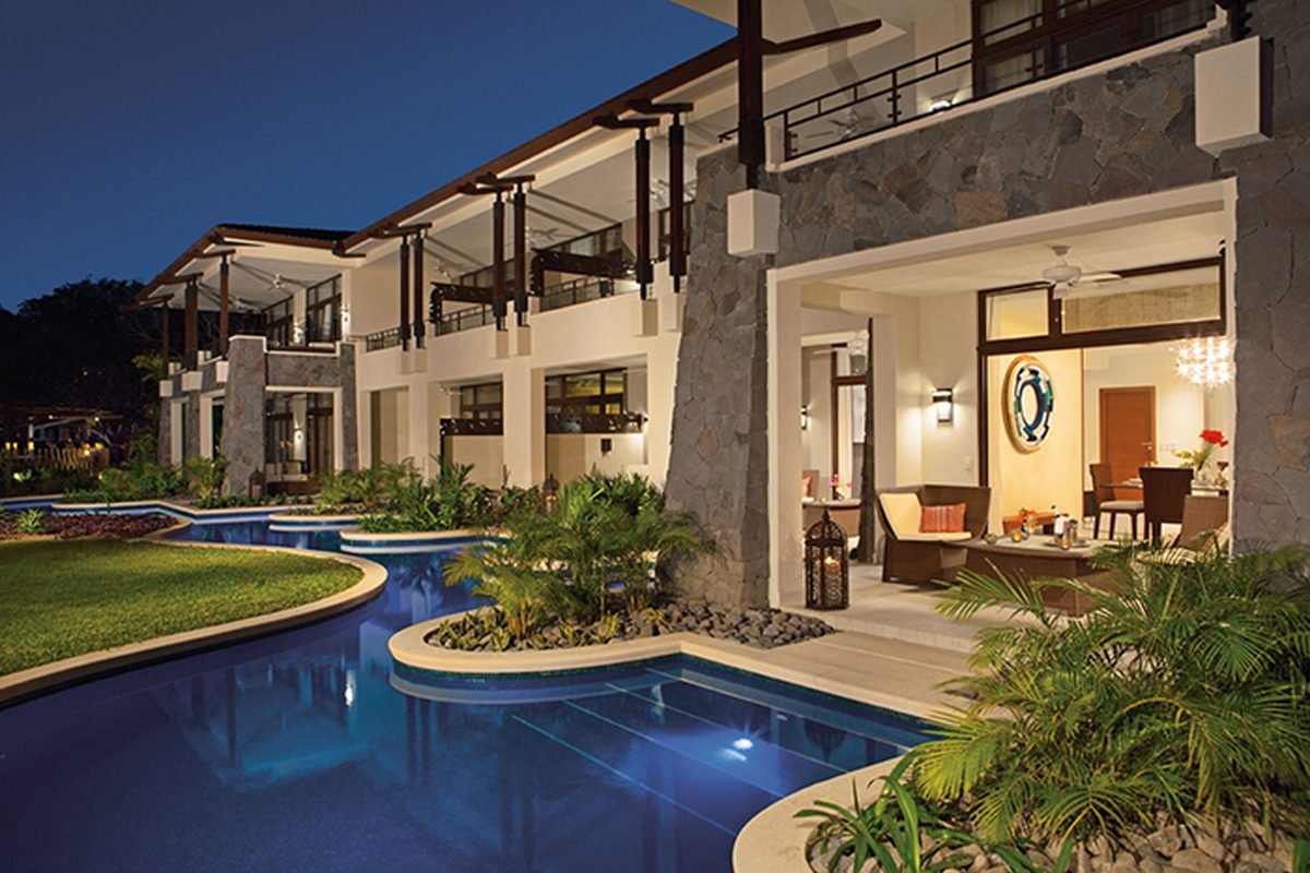 Luxury resort suites at dusk in Papagayo, Guanacaste